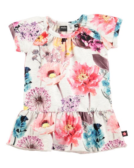 molo Cibbe Floral Print Shift Dress, Hyper Bloom, Size 12-24 Months