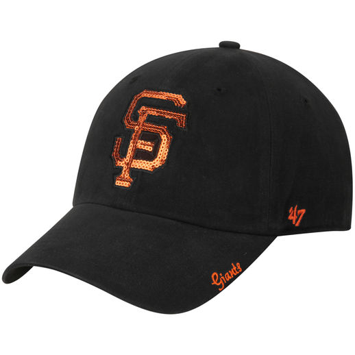 '47 SAN FRANCISCO GIANTS WOMEN'S BLACK SPARKLE SEQUINS CLEAN UP ADJUSTABLE HAT 