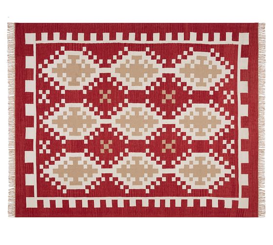 ALAMEDA INDOOR/OUTDOOR Kilim RUG - RED Pottery Barn spring friends and family event