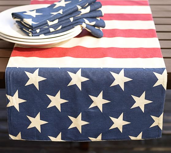 AMERICAN FLAG TABLE RUNNER 4th of July Pottery Barn