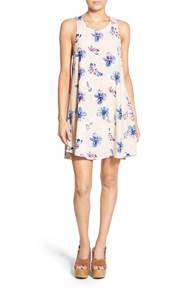 ASTR 'Rena' Racerback Swing Dress Peach Multi Floral casual swing dresses