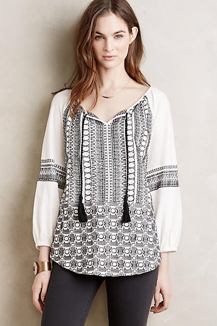 Akemi + Kin Aili Peasant Top Black and White Anthropologie Extra 40% off sale