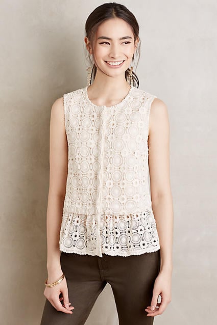 Atelier Camille Ruffled Lace Shell Sand Anthropologie Extra 40% off sale