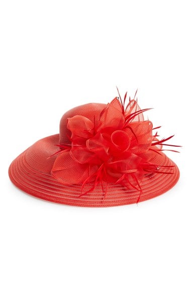 August Hat Crystal Embellished Floral Hat Red kentucky derby hats for women