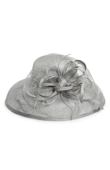 August Hat Feathered Downbrim Hat Grey kentucky derby hats for women