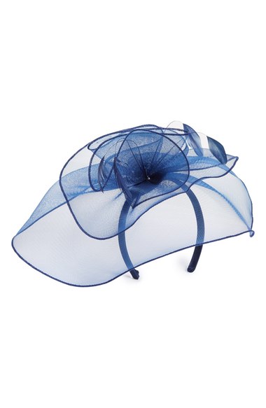 August Hat Feathered Fascinator Headband Navy Blue kentucky derby hats for women