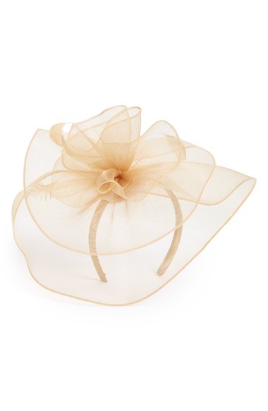 August Hat Feathered Fascinator Headband Nude