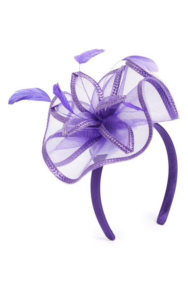 August Hat Feathered Floral Fascinator Headband Purple