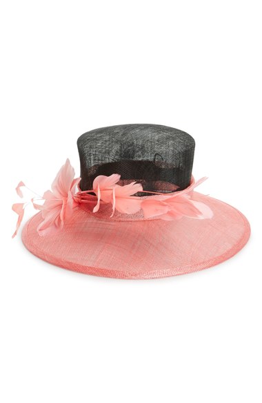 August Hat 'To the Races' Feather Floral Hat Black Pink kentucky derby hats for women
