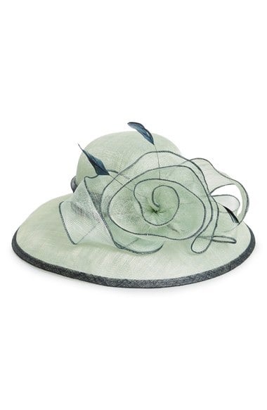 August Hat 'To the Races' Floral Downbrim Hat Mint Navy