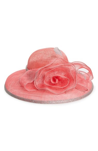 August Hat 'To the Races' Floral Downbrim Hat Pink Grey kentucky derby hats for women