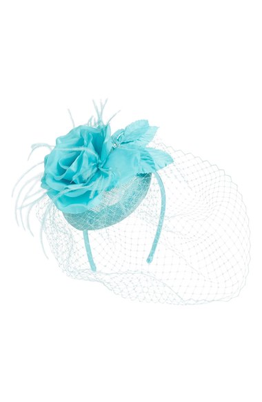August Hat Veiled Floral Fascinator Headband Turquoise