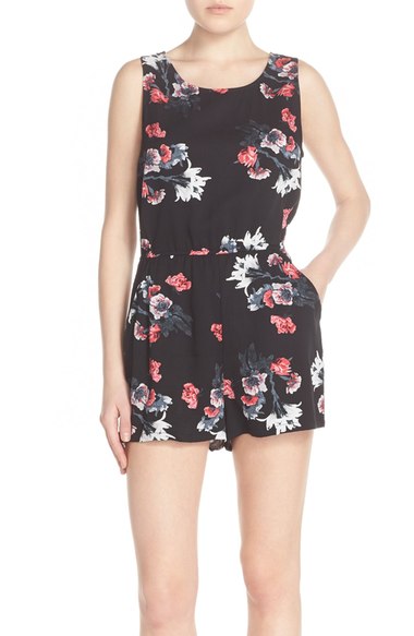 BB Dakota 'Aniston' Floral Print Romper Black