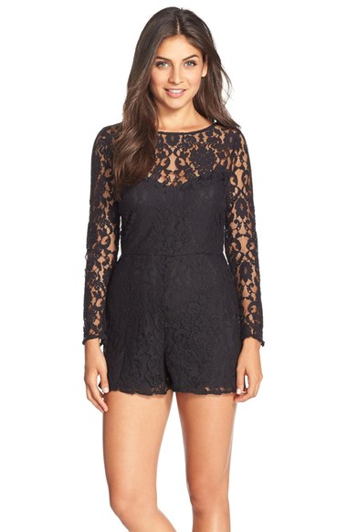BB Dakota 'Dash' Lace Romper Black lace rompers for spring
