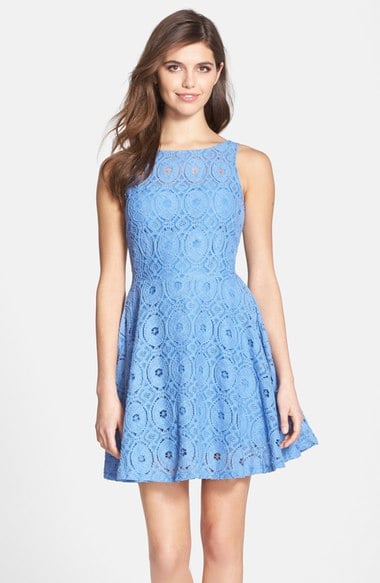BB Dakota 'Renley' Lace Fit & Flare Dress (Nordstrom Exclusive) French Blue fit and flare dresses kentucky derby