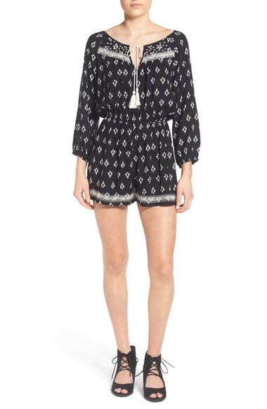 Band of Gypsies Embroidered Romper Black/White coachella spring music festival embroidered rompers
