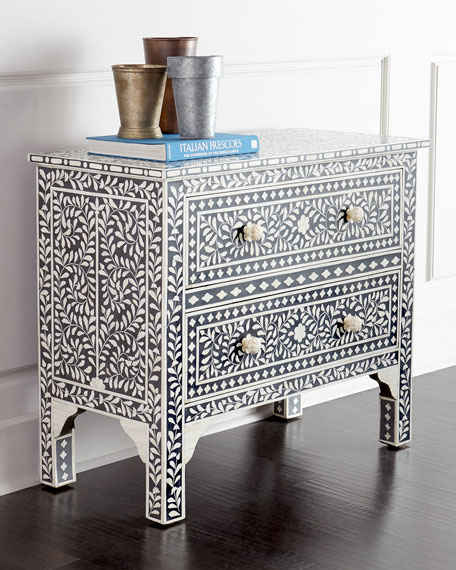 Bret Bone-Inlay Chest Black White Horchow bedroom sale