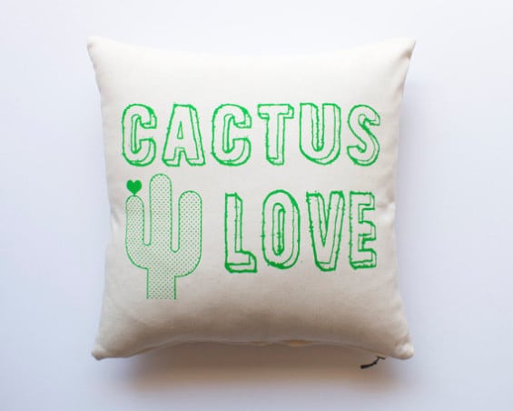 Cactus Love Pillow Decorative Pillowcase Throw 16x16 (1321Designs)