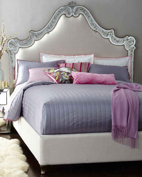 Cynthia Rowley for Hooker Furniture Venetian King Mirrored Bed Natural Linen Horchow Bedroom Sale