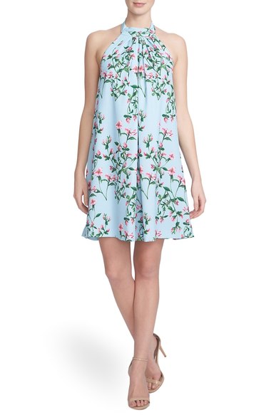 Cynthia Steffe 'Monte Petal Trellis' Halter Swing Dress Cool Blue casual swing dresses for spring