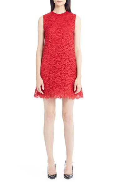 Dolce & Gabbana Sleeveless Lace Shift Dress Brilliant Red