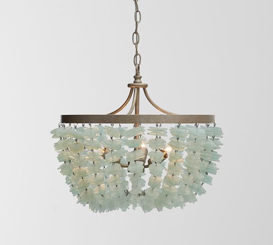 ENYA SEA GLASS CHANDELIER Pottery Barn spring friends and family event