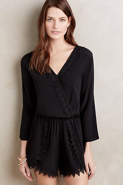 Elevenses Lace-Trimmed Romper Black lace rompers for spring