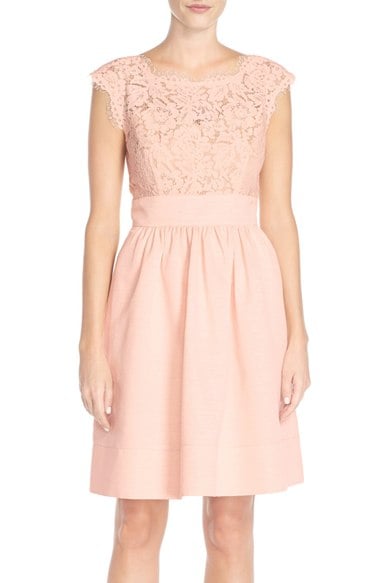 Eliza J Lace & Faille Dress (Regular & Petite) Blush Pink a-line dresses for the kentucky derby