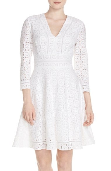 Eliza J Lace Fit & Flare Dress (Regular & Petite) Ivory fit and flare dresses for kentucky derby