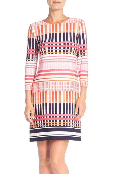 Eliza J Print Jersey A-Line Dress Coral Print a-line dresses for the kentucky derby