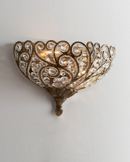 Elizabethan Sconce Metal Egyptian Crystal Horchow bedroom sale