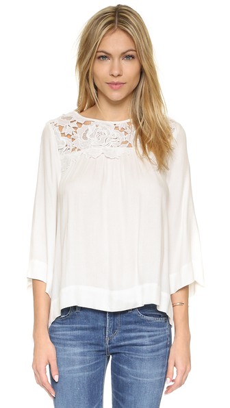 Ella Moss Crescent Floral Flutter Blouse Natural Shopbop Friends and Family Sale