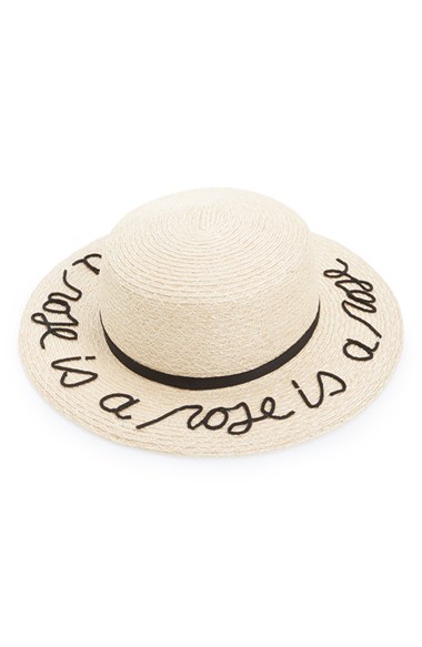 Eugenia Kim 'Brigitte - A Rose is a Rose is a Rose' Hemp & Cotton Boater Hat Natural