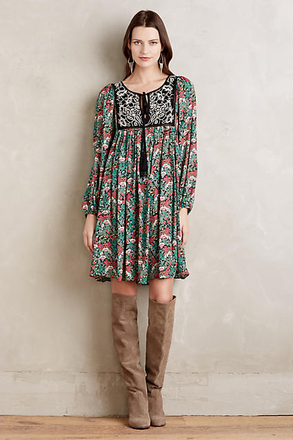 Floreat Ottava Peasant Dress Black Motif Anthropologie extra 40% off sale 