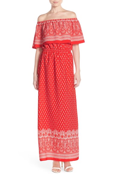 Fraiche by J Off the Shoulder Woven Maxi Dress Mika Red off the shoulder kentucky derby dresses 2016