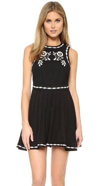 Free People Birds of a Feather Embroidered Mini Dress Black or Paradise Coral