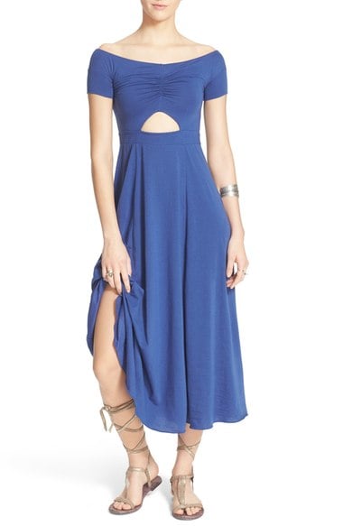 Free People 'Dance with Me' Cutout Off the Shoulder Fit & Flare Dress Cobalt Blue