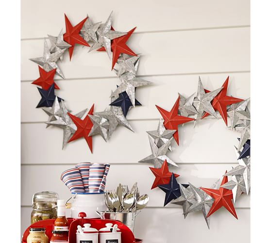 GALVANIZED METAL STAR WREATH Pottery Barn