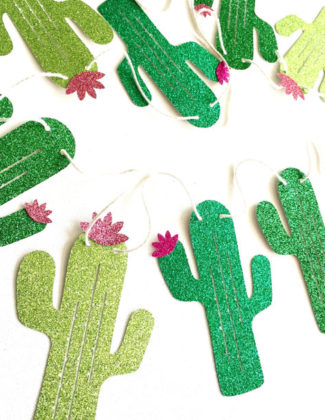 Glitter Cactus Banner - Fiesta Banner CloverandBloomCo
