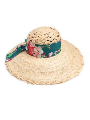Gucci Straw Sun Hat Jade Green Floral Print kentucky derby hats for women