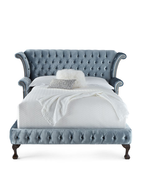 Haute House Carter Teal Tufted California King Bed Teal Blue Horchow Bedroom Sale