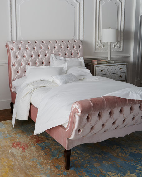 Haute House Duncan Tufted King Bed Blush Pink Horchow