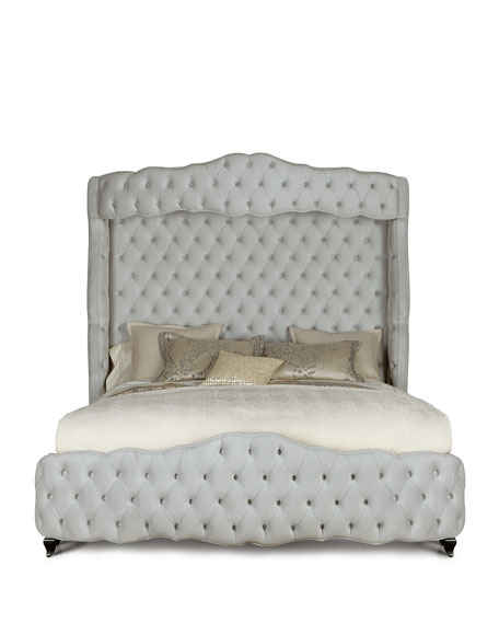 Haute House Grand Chez Tufted Queen Bed Silver Gray Horchow Bedroom Sale