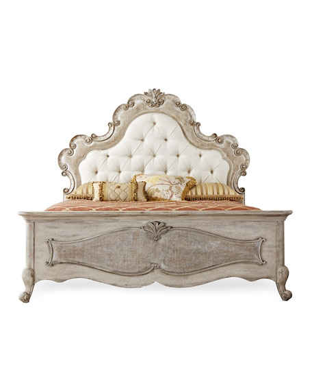 Hooker Furniture Estelline Upholstered Hardwood King Bed Antique Linen Horchow Bedroom Sale