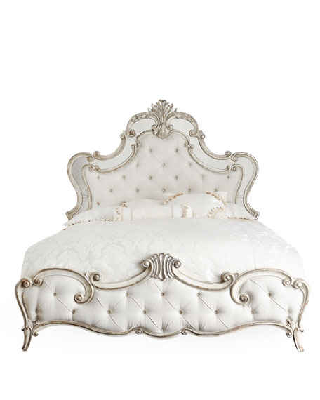 Hooker Furniture Hadleigh Upholstered Tufted King Bed Silver Horchow