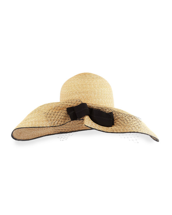 Inverni Iris Straw Hat w/ Netting Natural kentucky derby hats for women