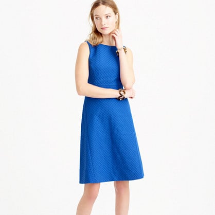 J.Crew DIAMOND JACQUARD A-LINE DRESS item f4789 Bright Grotto Blue a-line dresses for kentucky derby 2016