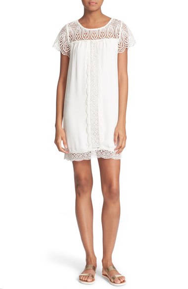 Joie 'Kastra' Lace Inset Dress Porcelain