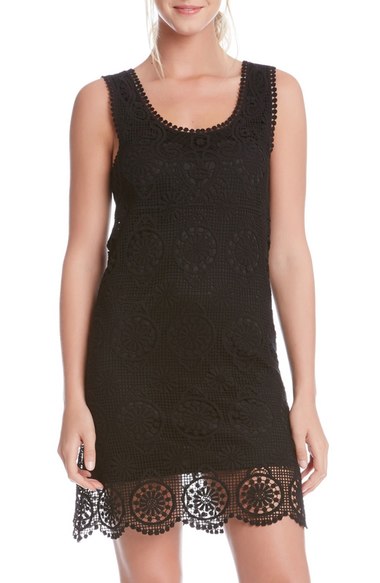 Karen Kane Crochet Lace Shift Dress Black