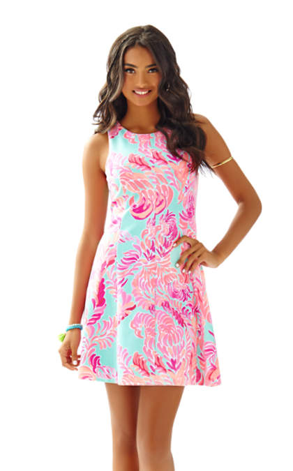 Lilly Pulitzer COVE SLEEVELESS FIT & FLARE DRESS Poolside Blue Love Birds fit and flare dresses kentucky derby